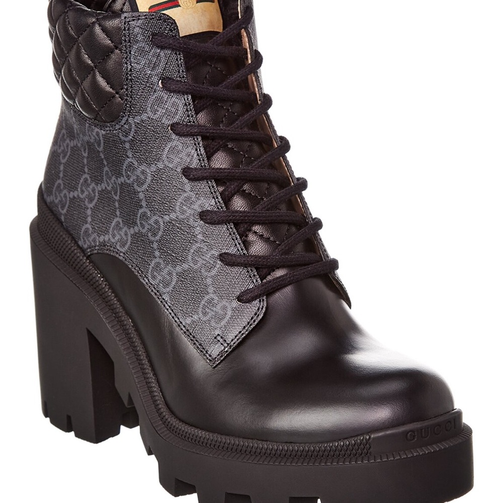 Gucci Black and Gray Women's Lace Up Boots